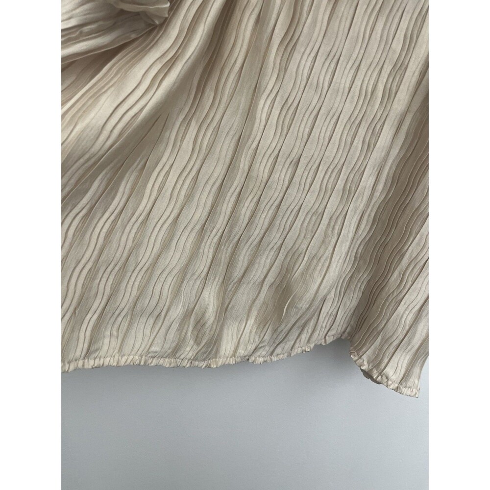 GRACE + EMMA Women’s Top Ivory Blouse Pleated Size XL Square Neck Pullover - Picture 11 of 13